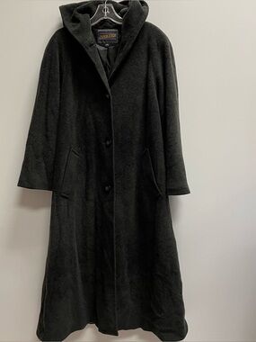 VINTAGE PENDLETON GRAY FLEECE STYLE HOODED LONG COAT SZ XS